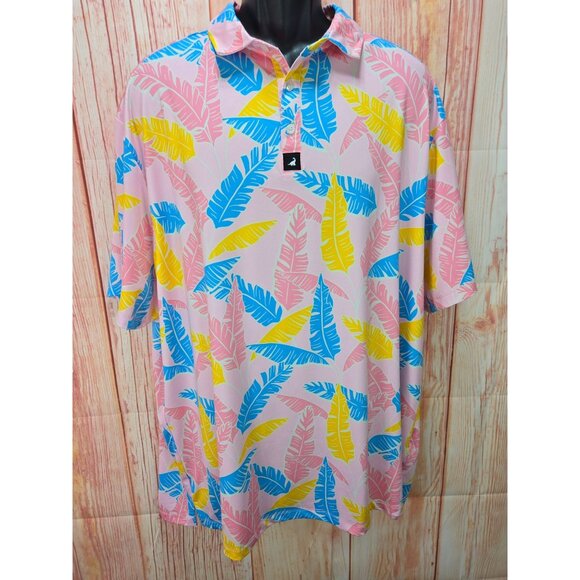 SurfCuz Mens Tropical Leaf Polo Shirt XXXL - Picture 1 of 9